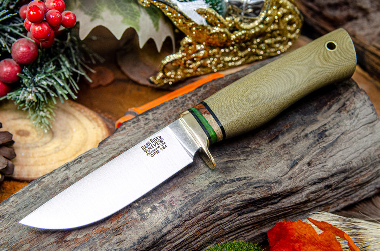 Blade Raid Mini Manitou CPM-154 Green Linen Micarta - Green Acrylic & Desert Ironwood Spacer