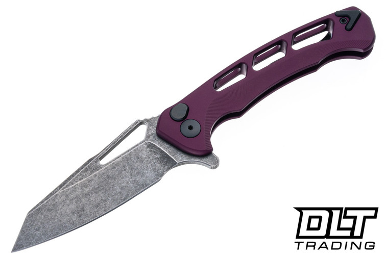 Dead Reckon Ridgeback Integral Vertebrae - Dark Stonewashed MagnaCut - Reverse Tanto - Purple Aluminum