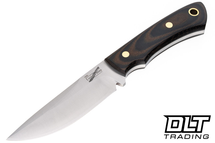 Bark River Broadside Fixed Blade with CPM-154 steel and Black/Green Canvas Micarta handles with Brass Pins.