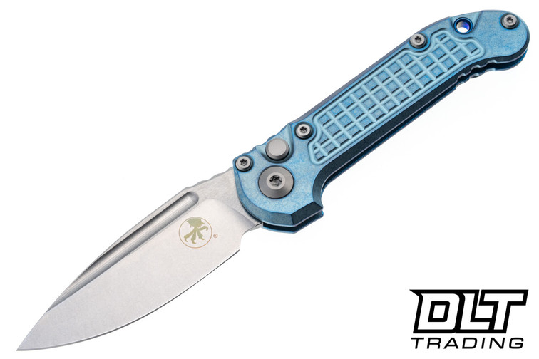 Microtech 1135-10FRMS6 L.U.D.T. - Ice Blue Frag Titanium - Blue Accents - Stonewash Blade - Marfione Select