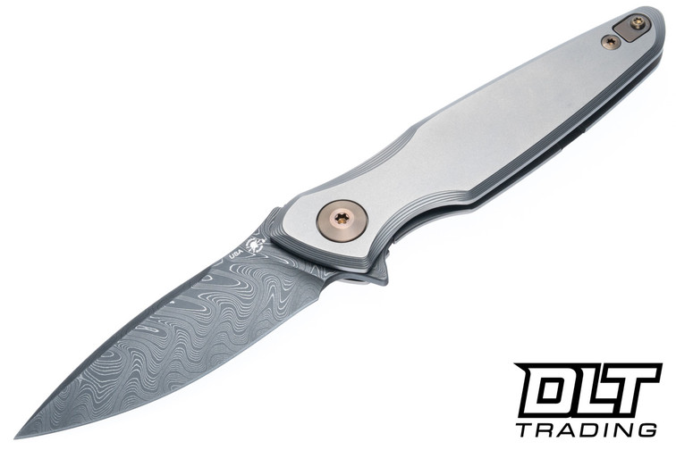 Spartan Blades Pandia - Stonewashed Titanium - Bronze Hardware - Damascus Blade