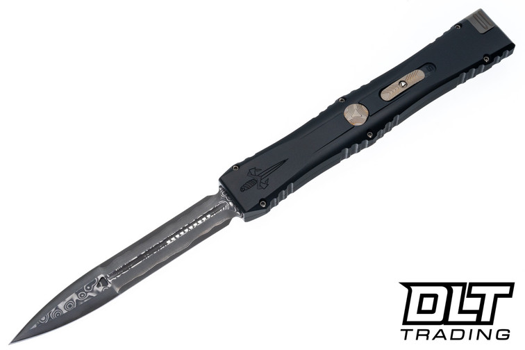 Microtech 1152-16HCBKBZ Nemesis IV D/E - Black Ano Aircraft Alloy - Bronze Accents - Etched Blade - Marfione Custom