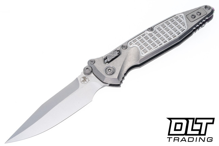 Microtech 160RL-10FRSMS4 Socom Ram-Lok - Stonewash Frag Titanium - Purple Accents - Stonewash Blade - Marfione Select