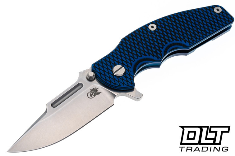 Hinderer Jurassic Frontier Clip Point MagnaCut - Blue Anodized Titanium - Stonewashed Blade - Blue & Black G-10