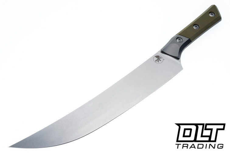 Microtech 10" Butcher Knife - Titanium Bolster - OD Green G-10 - Stonewash Blade