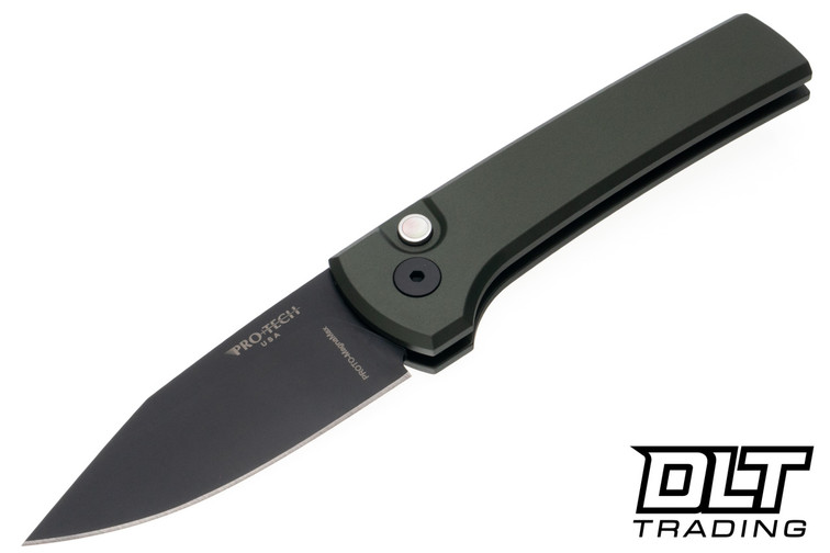 Pro-Tech Chaves Scapegoat - Green Handle - Black DLC MagnaMax Blade - Black Lip Pearl Button
