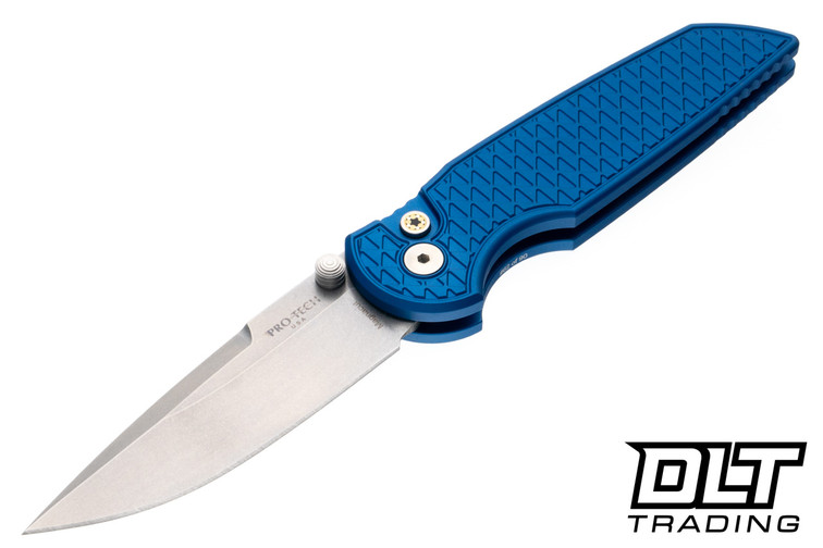 Pro-Tech TR-3 Integrity - Blue Relic Textured Handle - Stonewashed MagnaCut Blade - Mosaic Button