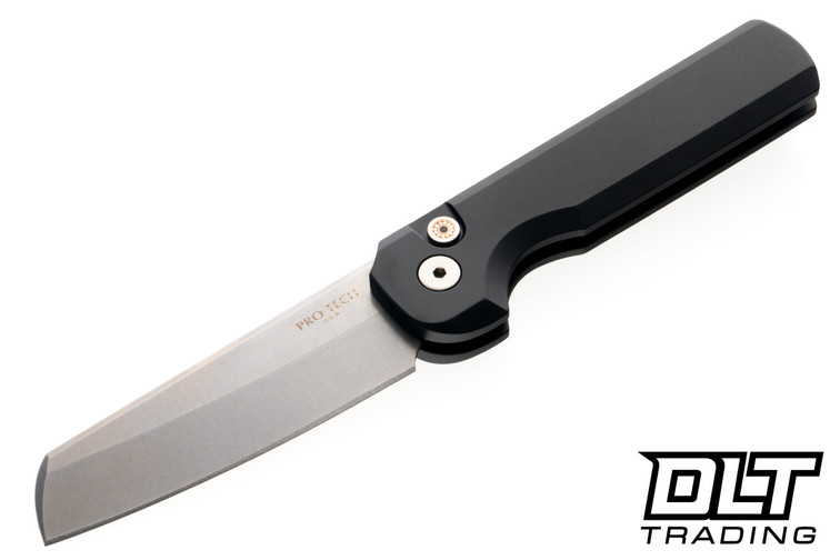 Pro-Tech Slimfoot - Black Handle - Stonewashed MagnaCut Blade - Mosaic Button