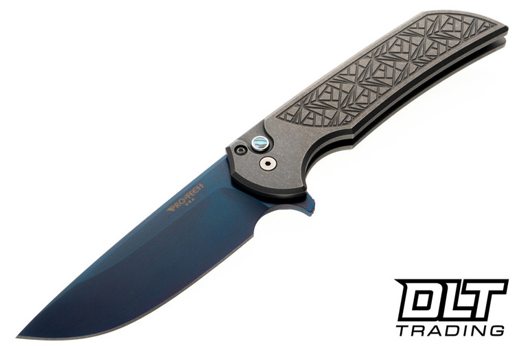 Pro-Tech Mordax - Stainless Steel Nexus Handle - Sapphire Blue MagnaCut Blade - Abalone Button