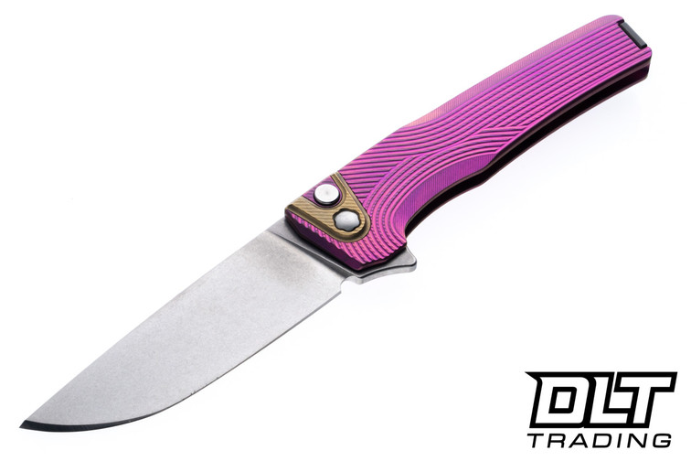 MachineWise Sonora - Brass Bolster - Pink Streamline Titanium - Stonewash S90V Blade #1789