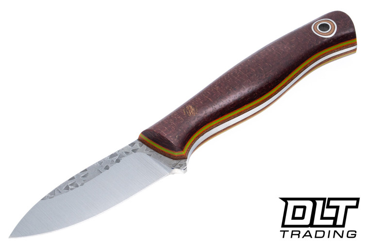 Fiddleback Forge Toboggan - Red Brick Burlap Micarta - Tapered Nitro-V Blade