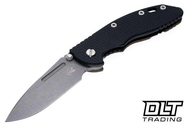 Hinderer 3.5" XM-18 Non Flipper Fullered Spear 20CV - Battle Bronze Anodized Titanium - Working Finish Blade - Black G-10