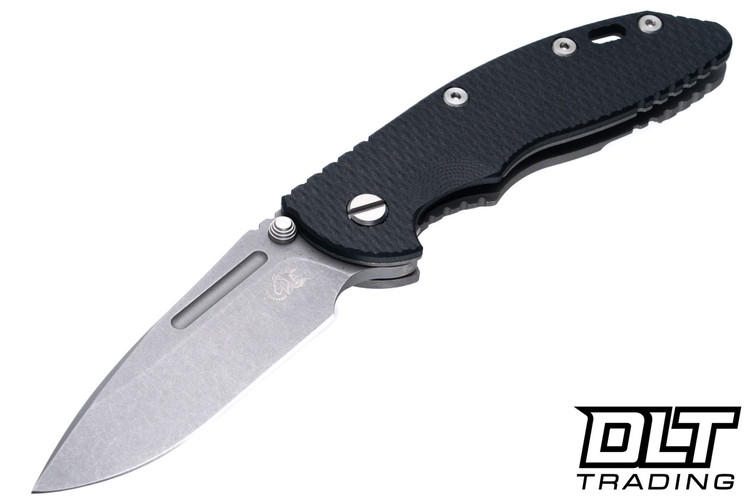 Hinderer 3.5" XM-18 Non Flipper Fullered Spear 20CV - Working Finish Titanium & Blade - Black G-10