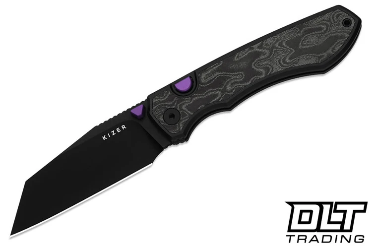 Kizer Wharning - Black & White Norplex UltreX Micarta - Black PVD S45VN Sheepsfoot Blade