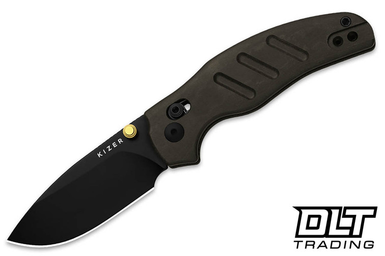 Kizer Sheepdog C01C 2.9 CD - Chocolate Glacier Richlite - Black PVD Nitro-V Drop Point Blade