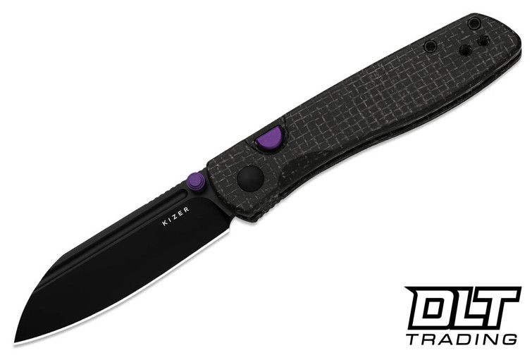 Kizer Renissance - Black Burlap Micarta - Black PVD N690 Sheepsfoot Blade