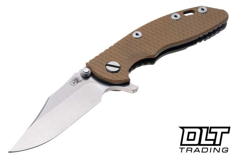 Hinderer 3" XM-18 Bowie 20CV - Working Finish Titanium - Stonewashed Blade - Coyote G-10
