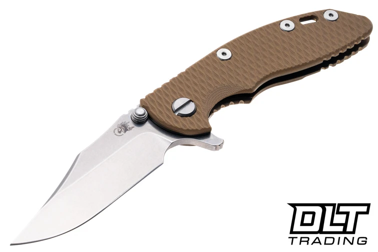 Hinderer 3" XM-18 Bowie 20CV - Bronze Anodized Titanium - Stonewashed Blade - Coyote G-10