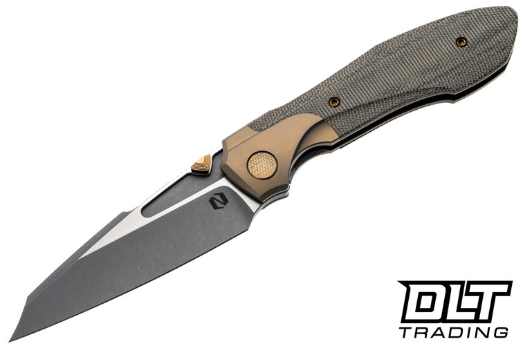 Null Knives Voodoo - Stonewash Bronze Ti - Green Micarta Inlay - Dark Stonewash & Satin Vanax Blade