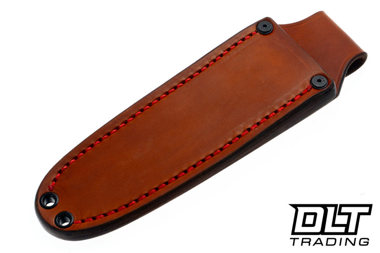 Skinbender Leather Medium Pouch Sheath - Brown Leather - Red Stitching