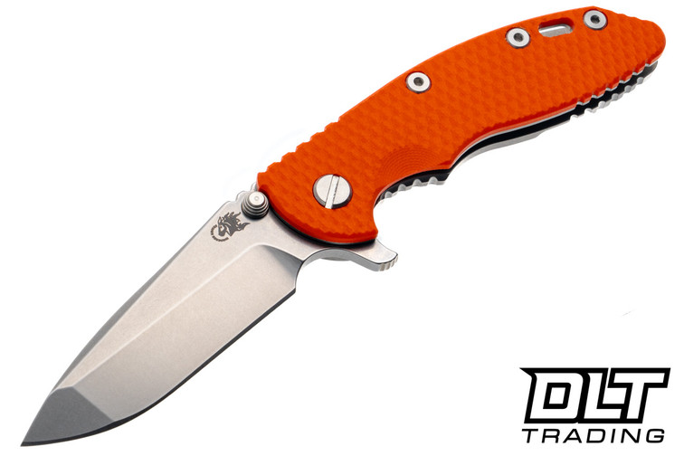 Hinderer 3.25" XM-18 MagnaCut Spanto - Stonewashed Titanium & Blade - Orange G-10