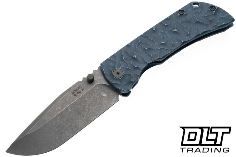 McNees PM Mac 2 Gen 2 - 3.5" Drop Point - Atomic Blue Rock Textured Titanium - Stonewashed Hardware