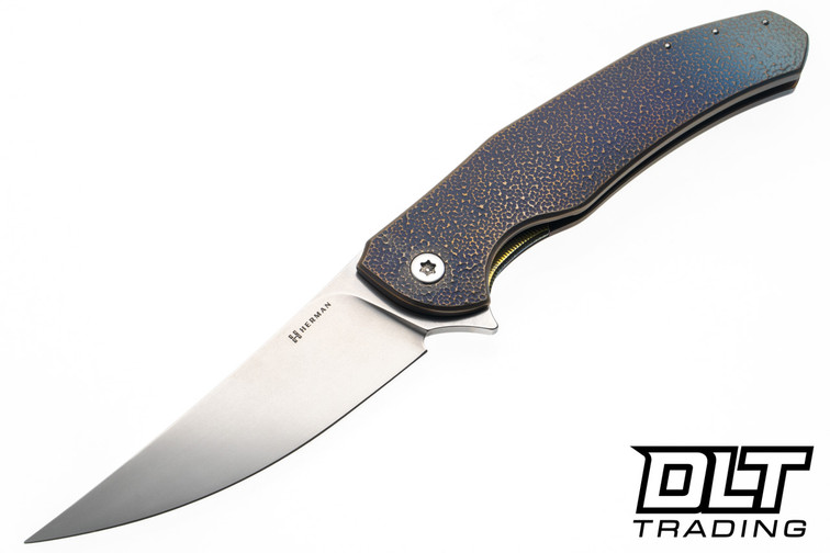 Herman Ishtar - Fade Titanium - Gold Hammered Accents - Shiny Stonewash MagnaCut Blade #0820
