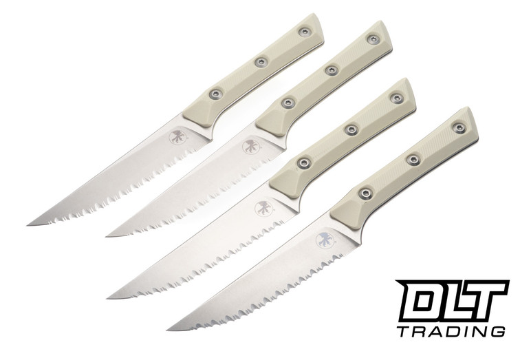 Microtech 4.5" Steak Knife Set - Ivory G-10 - Fully Serrated