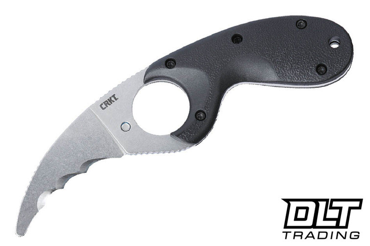CRKT Bear Claw Fixed Blade - Black GFN Handle - Stonewash Veff Serrated AUS 8 Blade