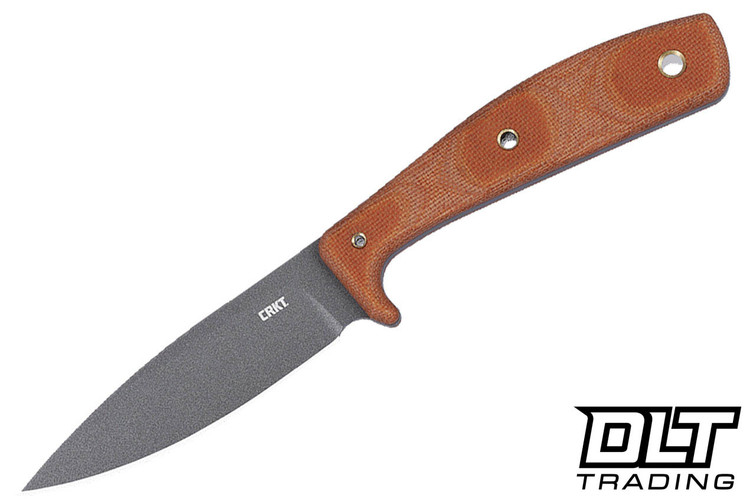 CRKT Soldotna Fixed - Natural Micarta - Gray Cerakote 1095 Blade - Leather Sheath