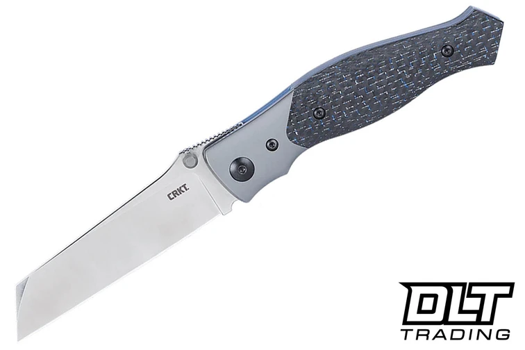CRKT Obverse Liner Lock - Carbon Fiber - Titanium Bolster - Satin M390 Blade - Blue Accents