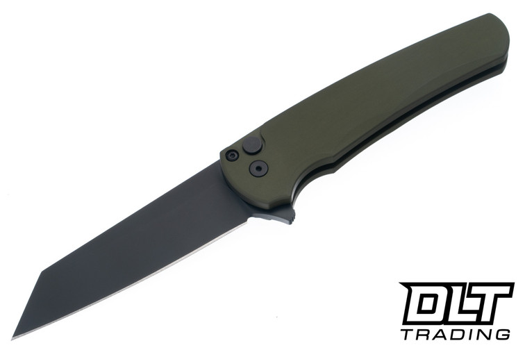 Pro-Tech Malibu - Green Aluminum - Black DLC Reverse Tanto MagnaCut Blade