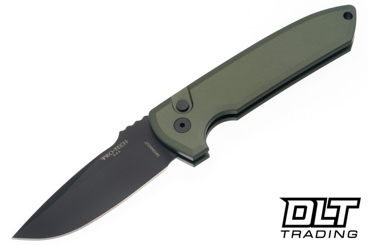 Pro-Tech Rockeye - Green Aluminum - Black DLC MagnaCut Blade