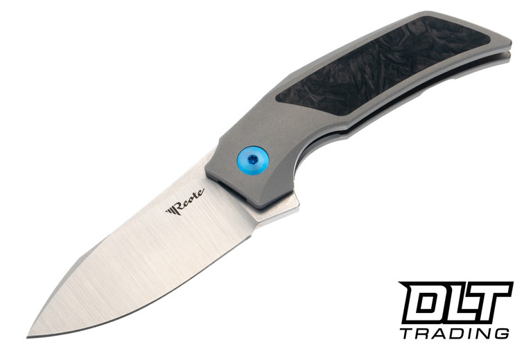 Reate T2500 - Belt Satin M390 Blade - Bead Blasted Titanium - Marble Carbon Fiber Inlay