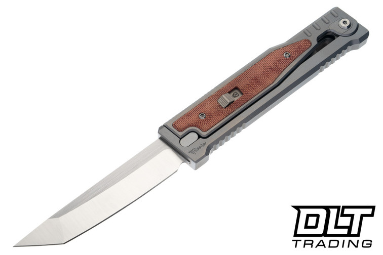 Reate EXO-OG - Tanto All Satin Elmax Blade - Bead Blasted Titanium - Orange Micarata Inlay