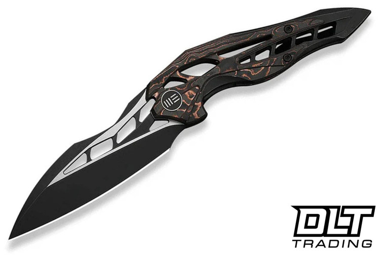 WE Knife Arrakis Flipper - Black Integral Titanium with Copper Foil Carbon Fiber Inlay - Black Stonewashed Vanax Blade and Satin Flat