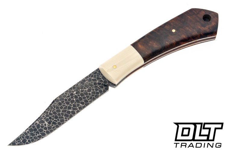 Hammer Down Forge Companion - Ivory G-10 Bolster - Ironwood - Ivory Liners - Nebula Damascus Blade - Frame Handle