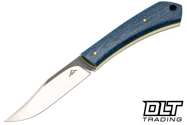 Hammer Down Forge Companion - Denim Linen Micarta - Yellow Liners - 3V Blade