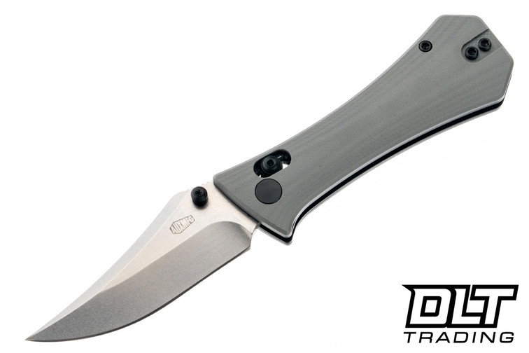 Auxiliary Manufacturing Pocket Bowie Crossbar - Grey G-10 - Stonewash 14C28N Blade
