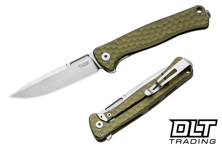 LionSteel Emmet - Green Hammertone Aluminum - Stonewashed MagnaCut Blade