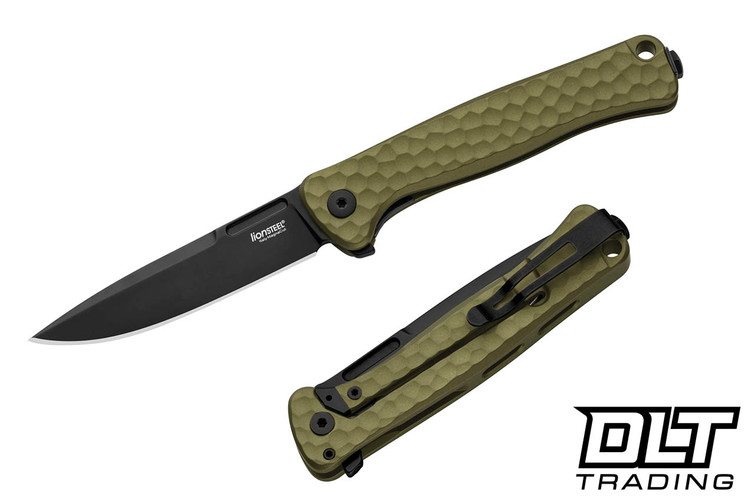 LionSteel Emmet - Green Hammertone Aluminum - PVD Stonewashed MagnaCut Blade