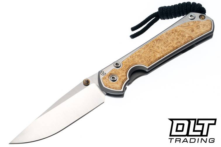 Chris Reeve Small Sebenza 31 - Polished Titanium & Blade - Box Elder Inlay - #53