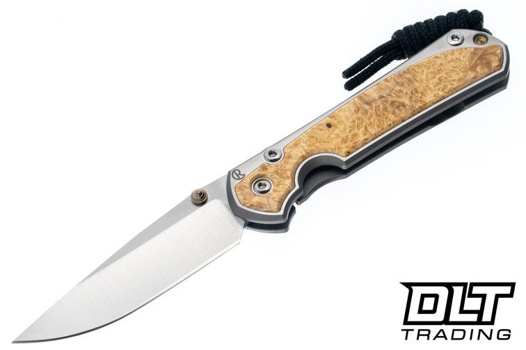 Chris Reeve Small Sebenza 31 - Polished Titanium & Blade - Box Elder Inlay - #59