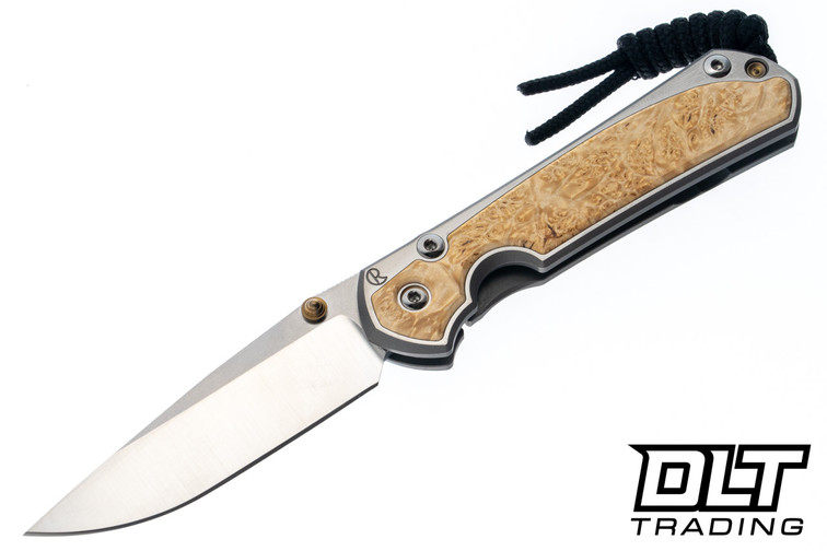 Chris Reeve Small Sebenza 31 - Polished Titanium & Blade - Box Elder Inlay - #63