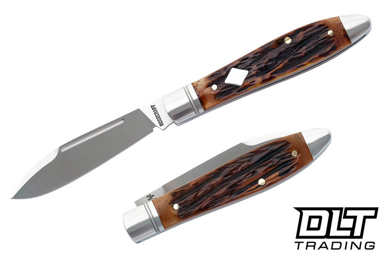 RoseCraft Blades Tanasi Lake Tear Drop - Dapper Jigged Bone - Satin 14C28N Spear Point Blade