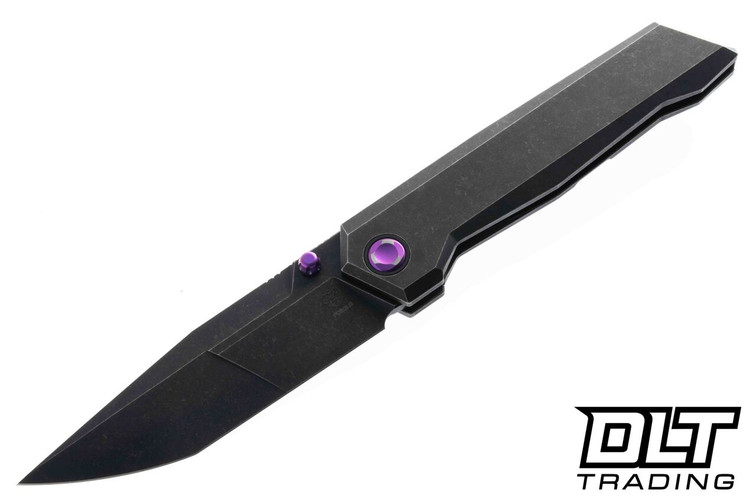 Poikilo Blade Salvator S2 - Dark Stonewash Titanium - Purple Accents - Dark Stonewash M398 Blade