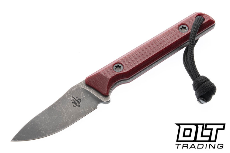 JP Bladesmithing Fang EDC AEB-L - Portcullis Texture Ruby Red G-10 Handle