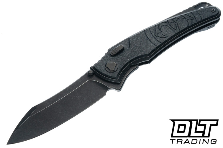 Hawk Knives M390 - Battleworn Titanium - Cosmos Black Glass FatCarbon Overlay
