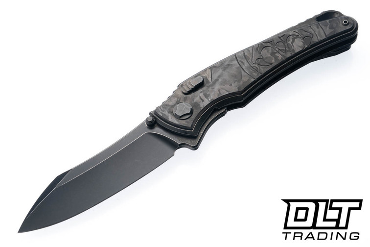 Hawk Knives M390 - Battleworn Titanium - Black Ops Marble Carbon Fiber Overlay