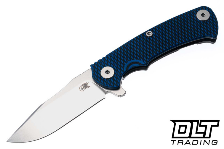 Hinderer Project X Clip Point S45VN - Working Finish Titanium - Stonewashed Blade - Blue & Black G-10
